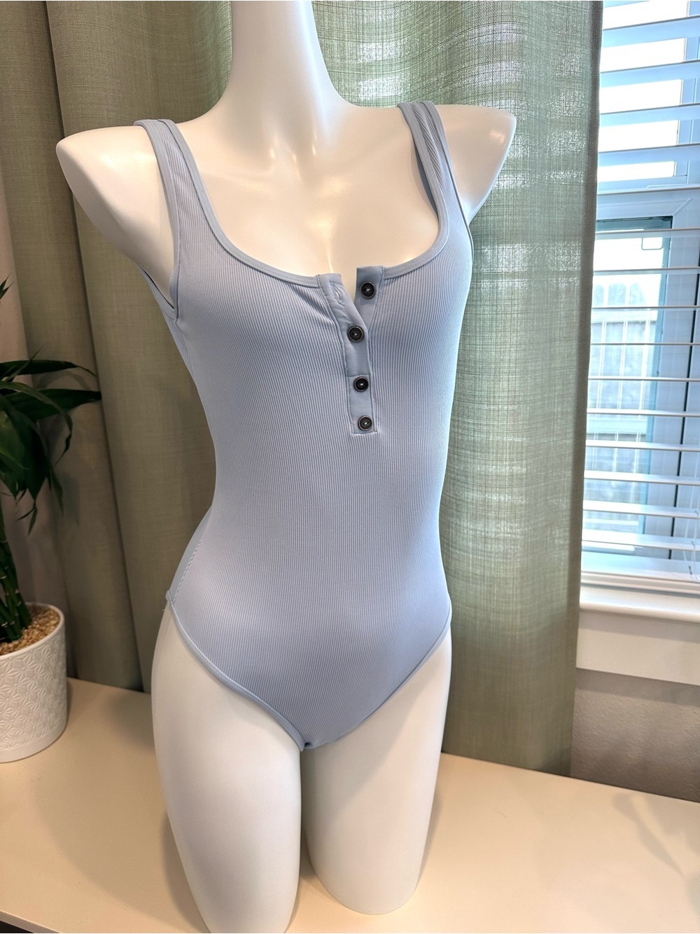 L*space Light Blue Ribbed Henley Swimsuit - Picture 3 of 7